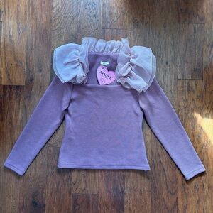 Favori Shimmer Rib Knit Sweater with Ruffle | Size 42